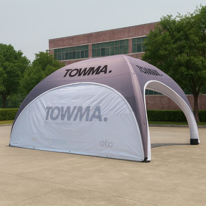 Inflatable tent forming a pavilion at an expo